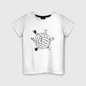 Детская футболка хлопок с принтом Absurd 6 в Новосибирске, 100% хлопок | круглый вырез горловины, полуприлегающий силуэт, длина до линии бедер | Тематика изображения на принте: графика | иллюстрация | клубок | круг | ладони | мяч | рисунок | руки | черно белый | шар