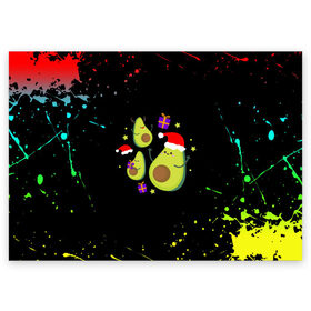 Поздравительная открытка с принтом Новогодние Авокадо в Новосибирске, 100% бумага | плотность бумаги 280 г/м2, матовая, на обратной стороне линовка и место для марки
 | Тематика изображения на принте: авокадо | веган | еда блогеров | мемы | минимализм | прикольные картинки | прикольные надписи | растение | смешное авокадо | фрукт