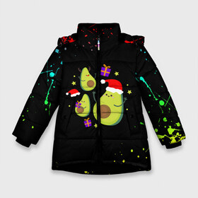 Зимняя куртка для девочек 3D с принтом Новогодние Авокадо в Новосибирске, ткань верха — 100% полиэстер; подклад — 100% полиэстер, утеплитель — 100% полиэстер. | длина ниже бедра, удлиненная спинка, воротник стойка и отстегивающийся капюшон. Есть боковые карманы с листочкой на кнопках, утяжки по низу изделия и внутренний карман на молнии. 

Предусмотрены светоотражающий принт на спинке, радужный светоотражающий элемент на пуллере молнии и на резинке для утяжки. | авокадо | веган | еда блогеров | мемы | минимализм | прикольные картинки | прикольные надписи | растение | смешное авокадо | фрукт