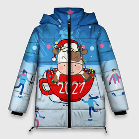 Женская зимняя куртка 3D с принтом бык в кружке 2021 в Новосибирске, верх — 100% полиэстер; подкладка — 100% полиэстер; утеплитель — 100% полиэстер | длина ниже бедра, силуэт Оверсайз. Есть воротник-стойка, отстегивающийся капюшон и ветрозащитная планка. 

Боковые карманы с листочкой на кнопках и внутренний карман на молнии | 2021 | 7 января | bull | newyear | santa | бык | быки | бычок | год быка | дед мороз | корова | новогодние каникулы | новогодние праздники | новый 2021 | новый год | новый год 2021 | рождество | сани | санта | санта клаус