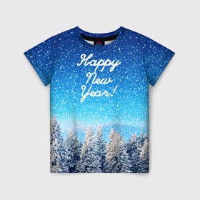 Детская футболка 3D с принтом Happy New Year в Новосибирске, 100% гипоаллергенный полиэфир | прямой крой, круглый вырез горловины, длина до линии бедер, чуть спущенное плечо, ткань немного тянется | 2020 | 2021 | happy | new year | быка | гирлянда | дед мороз | елка | зеленый | игрушка | клаус | конфеты | нг | новый год | носок | перчатка | подарок | полосы | рождество | с | санта | сладости | снег | снеговик
