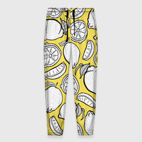 Мужские брюки 3D с принтом Illuminating Lemon в Новосибирске, 100% полиэстер | манжеты по низу, эластичный пояс регулируется шнурком, по бокам два кармана без застежек, внутренняя часть кармана из мелкой сетки | 2021 | винтаж | лимоны | ретро | фрукты | цвет года
