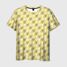 Мужская футболка 3D с принтом Ultimate Houndstooth в Новосибирске, 100% полиэфир | прямой крой, круглый вырез горловины, длина до линии бедер | 2021 | винтаж | гусиная лапка | орнамент | собачий клык | узор | цвет года