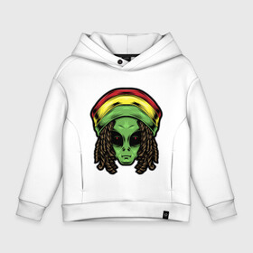 Детское худи Oversize хлопок с принтом Reggae alien в Новосибирске, френч-терри — 70% хлопок, 30% полиэстер. Мягкий теплый начес внутри —100% хлопок | боковые карманы, эластичные манжеты и нижняя кромка, капюшон на магнитной кнопке | alien | волосы | инопланетянин | кепка | нло | пришелец | растаман | регги | хипстер | шляпа