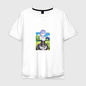 Мужская футболка хлопок Oversize с принтом Re:Zero в Новосибирске, 100% хлопок | свободный крой, круглый ворот, “спинка” длиннее передней части | anime | re:zero | аниме | герой | девушка | жизнь с нуля в альтернативном мире | мультик | мультфильм | персонаж | тян | япония