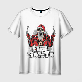 Мужская футболка 3D с принтом Злой Санта в Новосибирске, 100% полиэфир | прямой крой, круглый вырез горловины, длина до линии бедер | christmas | merry christmas | дед мороз | ёлка | зима | мороз | новый год | подарок | праздник | рождество | с новым годом | санта клаус | снегурочка | снежинки