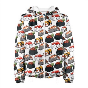 Женская куртка 3D с принтом Котики Суши в Новосибирске, ткань верха — 100% полиэстер, подклад — флис | прямой крой, подол и капюшон оформлены резинкой с фиксаторами, два кармана без застежек по бокам, один большой потайной карман на груди. Карман на груди застегивается на липучку | Тематика изображения на принте: cat | cats | cosmos | kitten | mem | memes | rose | roses | глаза | глазки | еда | киска | космос | кот | котёнок | котик | котики | котэ | котята | кошак | кошка | кошки | красивая | мем | мемчики | милая | прикольная | розы | роллы