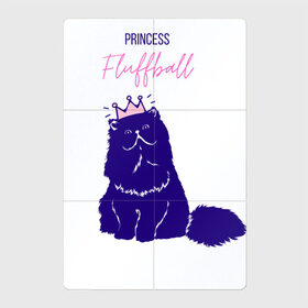 Магнитный плакат 2Х3 с принтом Пушистая принцесса в Новосибирске, Полимерный материал с магнитным слоем | 6 деталей размером 9*9 см | арт | животные | картинка | корона | котёнок | котэ | кошка | надпись | пушистая | рисунок
