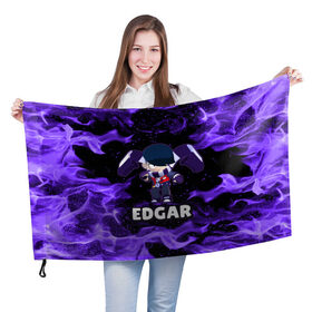 Флаг 3D с принтом BRAWL STARS EDGAR в Новосибирске, 100% полиэстер | плотность ткани — 95 г/м2, размер — 67 х 109 см. Принт наносится с одной стороны | 8 bit | 8 бит | brawl | brawl stars | crow | edgar | leon | stars | бравл | бравл старс | браво старс | едгар | игра | компьютерная | леон | огонь | онлайн | старс | эдгар