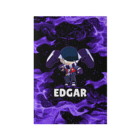 Обложка для паспорта матовая кожа с принтом BRAWL STARS EDGAR в Новосибирске, натуральная матовая кожа | размер 19,3 х 13,7 см; прозрачные пластиковые крепления | 8 bit | 8 бит | brawl | brawl stars | crow | edgar | leon | stars | бравл | бравл старс | браво старс | едгар | игра | компьютерная | леон | огонь | онлайн | старс | эдгар