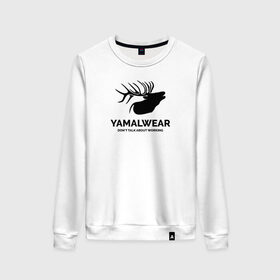 Женский свитшот хлопок с принтом Yamalwear в Новосибирске, 100% хлопок | прямой крой, круглый вырез, на манжетах и по низу широкая трикотажная резинка  | salekhard | yamal | yanao | арт | минимализм | рисунок | салехард | север | ямал | янао