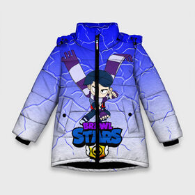 Зимняя куртка для девочек 3D с принтом Brawl Stars Эдгар в Новосибирске, ткань верха — 100% полиэстер; подклад — 100% полиэстер, утеплитель — 100% полиэстер. | длина ниже бедра, удлиненная спинка, воротник стойка и отстегивающийся капюшон. Есть боковые карманы с листочкой на кнопках, утяжки по низу изделия и внутренний карман на молнии. 

Предусмотрены светоотражающий принт на спинке, радужный светоотражающий элемент на пуллере молнии и на резинке для утяжки. | bibi | brawl stars | byron | crow | edgar | edgar brawl stars | kolett | leon | spike | sprout | surge | байрон | боец | бравл старс | бравлер | вольт | герои | девочкам | детям | колетт | леон | логотипы игр | мальчикам | персонажи игр |