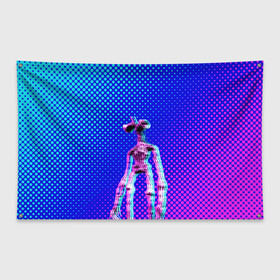 Флаг-баннер с принтом Siren Head - Helloween в Новосибирске, 100% полиэстер | размер 67 х 109 см, плотность ткани — 95 г/м2; по краям флага есть четыре люверса для крепления | glitch | glitch siren head | rgb | siren head | sirena | глитч | глич | ретро | сирейноголовый | сирена | сиреноголовый