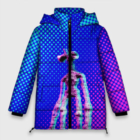 Женская зимняя куртка 3D с принтом Siren Head - Helloween в Новосибирске, верх — 100% полиэстер; подкладка — 100% полиэстер; утеплитель — 100% полиэстер | длина ниже бедра, силуэт Оверсайз. Есть воротник-стойка, отстегивающийся капюшон и ветрозащитная планка. 

Боковые карманы с листочкой на кнопках и внутренний карман на молнии | glitch | glitch siren head | rgb | siren head | sirena | глитч | глич | ретро | сирейноголовый | сирена | сиреноголовый
