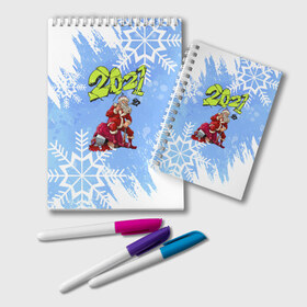 Блокнот с принтом Злой Дед Мороз в Новосибирске, 100% бумага | 48 листов, плотность листов — 60 г/м2, плотность картонной обложки — 250 г/м2. Листы скреплены удобной пружинной спиралью. Цвет линий — светло-серый
 | 2021 | christmas | merry | быка | год | дед | композитор | мороз | музыка | новогодняя | новый | новый год | трезвый