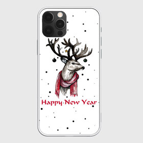 Чехол для iPhone 12 Pro Max с принтом Happy New Year в Новосибирске, Силикон |  | christmas toys | deer | deer print | happy new year | new year | snow | snowflakes | tree | новогодний принт | новогодний свитер | новогодняя футболка | новый год | олени | принт оленя | с новым годом | с оленями | снег