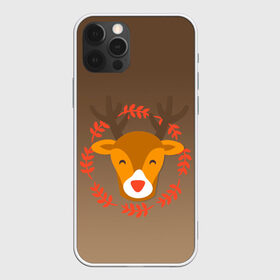 Чехол для iPhone 12 Pro Max с принтом олень новогодний арт в Новосибирске, Силикон |  | венок | градиент | зверь | коричневый | красный нос | новый год | олененок | олень | праздник | рога | рожки | рудольф | символ