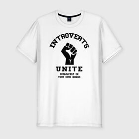 Мужская футболка хлопок Slim с принтом Introvert в Новосибирске, 92% хлопок, 8% лайкра | приталенный силуэт, круглый вырез ворота, длина до линии бедра, короткий рукав | introvert | интроверт | психология | самоизоляция