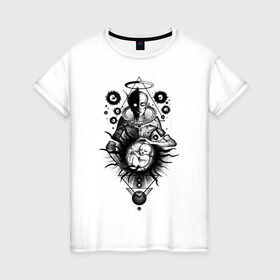 Женская футболка хлопок с принтом Демиург в Новосибирске, 100% хлопок | прямой крой, круглый вырез горловины, длина до линии бедер, слегка спущенное плечо | демиург | деятель | создатель | творец