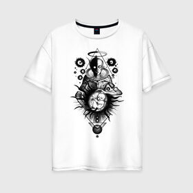 Женская футболка хлопок Oversize с принтом Демиург в Новосибирске, 100% хлопок | свободный крой, круглый ворот, спущенный рукав, длина до линии бедер
 | демиург | деятель | создатель | творец