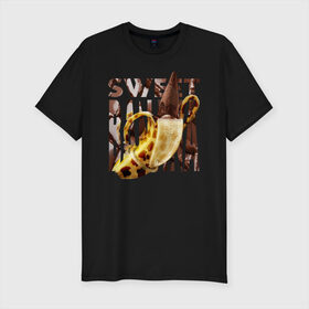 Мужская футболка хлопок Slim с принтом Sweet banana в Новосибирске, 92% хлопок, 8% лайкра | приталенный силуэт, круглый вырез ворота, длина до линии бедра, короткий рукав | new year. | sweet banana | банан | грифель | джем | зверь | иголки | карандаш | кольцо | леопард | леопардовый | нг | новый год | овощ | ожерелья | подарок | прздник | принадлежность | сладкий банан | украшения
