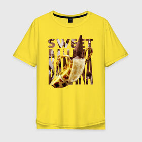 Мужская футболка хлопок Oversize с принтом Sweet banana в Новосибирске, 100% хлопок | свободный крой, круглый ворот, “спинка” длиннее передней части | new year. | sweet banana | банан | грифель | джем | зверь | иголки | карандаш | кольцо | леопард | леопардовый | нг | новый год | овощ | ожерелья | подарок | прздник | принадлежность | сладкий банан | украшения