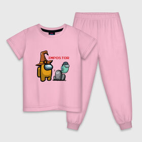 Детская пижама хлопок с принтом Among Us Impostor (Z) в Новосибирске, 100% хлопок |  брюки и футболка прямого кроя, без карманов, на брюках мягкая резинка на поясе и по низу штанин
 | 