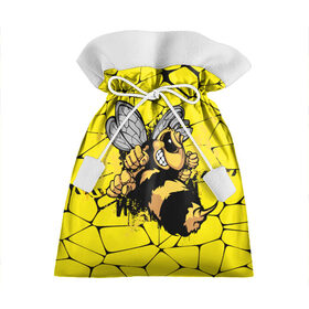 Подарочный 3D мешок с принтом Дикая пчела в Новосибирске, 100% полиэстер | Размер: 29*39 см | Тематика изображения на принте: дикая пчела | жало | мед | насекомые | опасность | соты | текстура | шершень