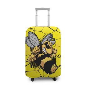 Чехол для чемодана 3D с принтом Дикая пчела в Новосибирске, 86% полиэфир, 14% спандекс | двустороннее нанесение принта, прорези для ручек и колес | дикая пчела | жало | мед | насекомые | опасность | соты | текстура | шершень