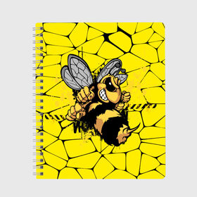 Тетрадь с принтом Дикая пчела в Новосибирске, 100% бумага | 48 листов, плотность листов — 60 г/м2, плотность картонной обложки — 250 г/м2. Листы скреплены сбоку удобной пружинной спиралью. Уголки страниц и обложки скругленные. Цвет линий — светло-серый
 | дикая пчела | жало | мед | насекомые | опасность | соты | текстура | шершень