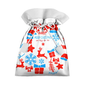 Подарочный 3D мешок с принтом Merry Christmas and HNY в Новосибирске, 100% полиэстер | Размер: 29*39 см | Тематика изображения на принте: 2021 | 2022 | happy | new year | быка | гирлянда | дед мороз | елка | зеленый | игрушка | клаус | конфеты | нг | новый год | носок | перчатка | печенье | подарок | полосы | пряник | рождество | с | санта | сладости | снег