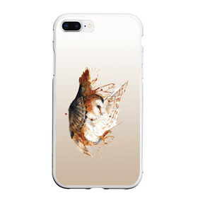 Чехол для iPhone 7Plus/8 Plus матовый с принтом летящая сова рисунок в Новосибирске, Силикон | Область печати: задняя сторона чехла, без боковых панелей | акварель | акварельный | арт | брызги | градиент | животные | звери | краска | крылья | момент | полет | потеки | рисунок | скетч | сова | филин