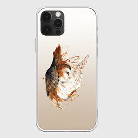 Чехол для iPhone 12 Pro с принтом летящая сова рисунок в Новосибирске, силикон | область печати: задняя сторона чехла, без боковых панелей | акварель | акварельный | арт | брызги | градиент | животные | звери | краска | крылья | момент | полет | потеки | рисунок | скетч | сова | филин