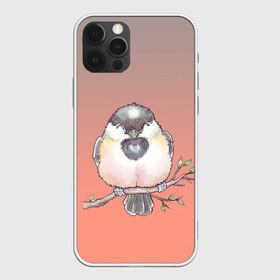 Чехол для iPhone 12 Pro Max с принтом акварельная птица на ветке в Новосибирске, Силикон |  | 