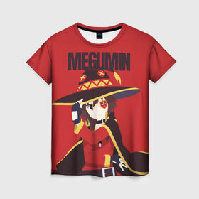 Женская футболка 3D с принтом Megumin в Новосибирске, 100% полиэфир ( синтетическое хлопкоподобное полотно) | прямой крой, круглый вырез горловины, длина до линии бедер | aqua | darkness | kazuma | kono subarashii | konosuba | megumin | аква | богиня благословляет этот прекрасный мир | даркнес | даркнесс | казума | коносуба | мегумин | юн юн