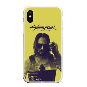 Чехол для iPhone XS Max матовый с принтом Cyberpunk 2077 в Новосибирске, Силикон | Область печати: задняя сторона чехла, без боковых панелей | 2077 | action | cyberpunk | cyberpunk 2077 | rpg | игра | киану ривз | киберпанк | найт сити | рпг