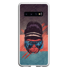 Чехол для Samsung Galaxy S10 с принтом Горилла в Новосибирске, Силикон | Область печати: задняя сторона чехла, без боковых панелей | горилла | животные | мир джунглей | обезьяна | очки | текстура