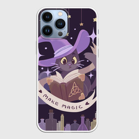 Чехол для iPhone 13 Pro Max с принтом Make Magic   делаем магию в Новосибирске,  |  | book | halloween | magic | spell | spellbook | witch | ведьма | ведьмин кот | волшебник | волшебство | заклинание | книга | кот | магия | фамильяр | хэллоуин | чародей | чародейка