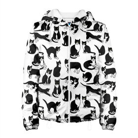 Женская куртка 3D с принтом Котики Чёрно-белые в Новосибирске, ткань верха — 100% полиэстер, подклад — флис | прямой крой, подол и капюшон оформлены резинкой с фиксаторами, два кармана без застежек по бокам, один большой потайной карман на груди. Карман на груди застегивается на липучку | cat | cats | cosmos | kitten | mem | memes | rose | roses | глаза | глазки | киска | космос | кот | котёнок | котик | котики | котэ | котята | кошак | кошка | кошки | красивая | мем | мемчики | милая | прикольная | розы | светлая