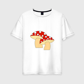 Женская футболка хлопок Oversize с принтом Грибы в Новосибирске, 100% хлопок | свободный крой, круглый ворот, спущенный рукав, длина до линии бедер
 | горох | грибы | картинки | круги | лес | мухомор | осень | позитив | популярные | прикольные