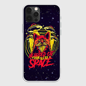 Чехол для iPhone 12 Pro Max с принтом Bearded cat from outer space в Новосибирске, Силикон |  | Тематика изображения на принте: hipster | retro | vintage | борода | бородатый | винтаж | глубокий | из космоса | космический | космический корабль | космос | кот | котик | кошка | нло | пародия | пришельцы | ретро | старые фильмы | ужастик