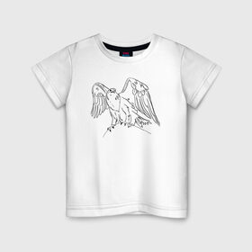 Детская футболка хлопок с принтом Символ Орла в Новосибирске, 100% хлопок | круглый вырез горловины, полуприлегающий силуэт, длина до линии бедер | Тематика изображения на принте: animals | art | bird | eagle | falcon | tattoo | wings | арт | беркут | гор | гордый | дикий | животные | крылья | летающий | один | орел | орлан | пернатый | перья | природа | птица | птичка | символ | сокол | соколиный взгляд