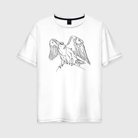 Женская футболка хлопок Oversize с принтом Символ Орла в Новосибирске, 100% хлопок | свободный крой, круглый ворот, спущенный рукав, длина до линии бедер
 | animals | art | bird | eagle | falcon | tattoo | wings | арт | беркут | гор | гордый | дикий | животные | крылья | летающий | один | орел | орлан | пернатый | перья | природа | птица | птичка | символ | сокол | соколиный взгляд