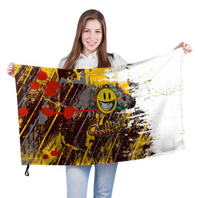 Флаг 3D с принтом Граффити(смайлик) в Новосибирске, 100% полиэстер | плотность ткани — 95 г/м2, размер — 67 х 109 см. Принт наносится с одной стороны | Тематика изображения на принте: hip hop | высказывание | граффити | детская | идея | манера | мемы | монстры | разные | рисунок | символ | смайлик