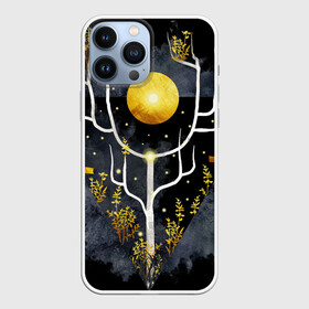 Чехол для iPhone 13 Pro Max с принтом графит и золото: дерево жизни в Новосибирске,  |  | Тематика изображения на принте: абстрактный | весна | ветви | дерево  свет | жизнь | звёзды | золотото | ночь | процветание | растения | расцвет | рост | символ | солнце | стилизация | стиль | треугольник | этно