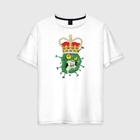 Женская футболка хлопок Oversize с принтом Keep calm в Новосибирске, 100% хлопок | свободный крой, круглый ворот, спущенный рукав, длина до линии бедер
 | british | corona | corona virus | english | keep calm | mutant | virus | английский | британский | вирус | корона | корона вирус | мутант | сохраняй спокойствие