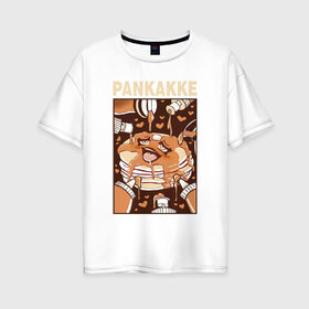 Женская футболка хлопок Oversize с принтом Pankakke в Новосибирске, 100% хлопок | свободный крой, круглый ворот, спущенный рукав, длина до линии бедер
 | ahegao | manga | ахегао | комиксы | лицо | манга | паттрен | чернобелый | эмоции