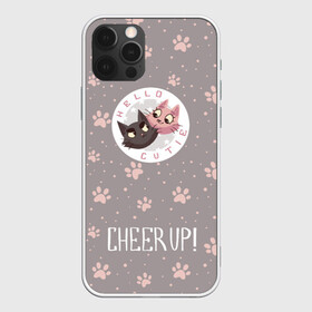 Чехол для iPhone 12 Pro с принтом Hello, Cutie! - Cheer Up! в Новосибирске, силикон | область печати: задняя сторона чехла, без боковых панелей | cat | cute | love | кот | котик | кошка | любовь | милота | милый | романтика