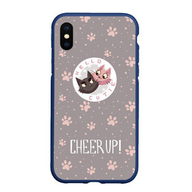 Чехол для iPhone XS Max матовый с принтом Hello, Cutie! - Cheer Up! в Новосибирске, Силикон | Область печати: задняя сторона чехла, без боковых панелей | Тематика изображения на принте: cat | cute | love | кот | котик | кошка | любовь | милота | милый | романтика