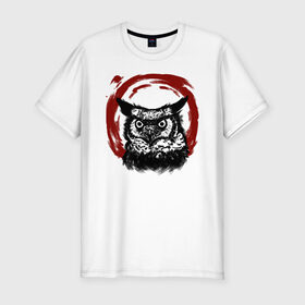 Мужская футболка хлопок Slim с принтом LegiOWLn в Новосибирске, 92% хлопок, 8% лайкра | приталенный силуэт, круглый вырез ворота, длина до линии бедра, короткий рукав | bird | black and white | owl | птица | сова | филин
